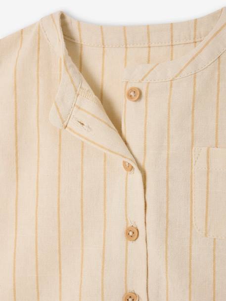 Babyset met gestreept linnen overhemd + korte sweater van hydrofielkatoen grijsblauw - vertbaudet enfant 