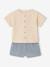 Ensemble bébé chemise rayée effet lin + short en gaze bleu grisé - vertbaudet enfant 