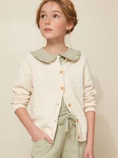 Meisje-Trui, vest, sweater-Vest-Vestje voor meisjes met fantasie steken CYRILLUS 