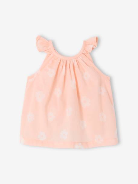 Set tanktop met print + short + haarband voor meisjes lichtroze - vertbaudet enfant 