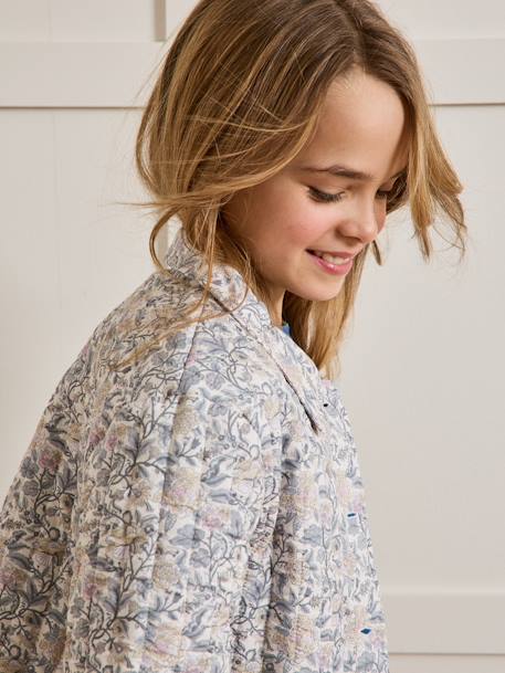 Gewatteerde jas voor meisjes met Flora CYRILLUS-print beige, bedrukt - vertbaudet enfant 