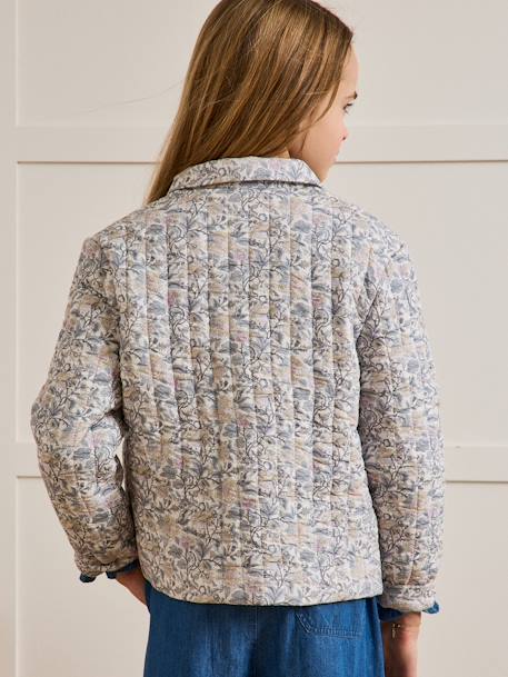 Gewatteerde jas voor meisjes met Flora CYRILLUS-print beige, bedrukt - vertbaudet enfant 