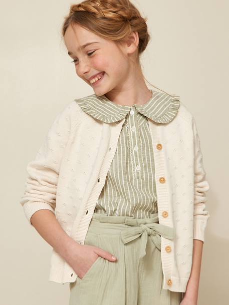 Cardigan fille points fantaisie écru+rose pâle - vertbaudet enfant 