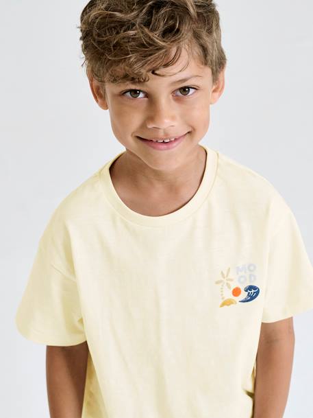 Jongensshirt met maxi motief op de achterkant ecru+saliegroen - vertbaudet enfant 