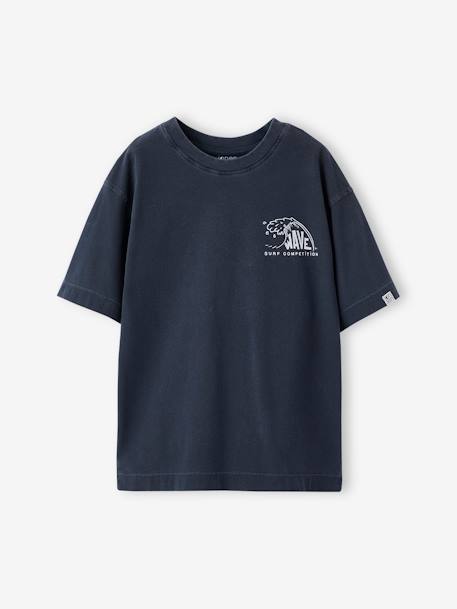 T-shirt garçon motif devant/dos effet délavé anthracite+vert d'eau - vertbaudet enfant 