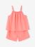 Pyjashort fille volant brodé corail - vertbaudet enfant 