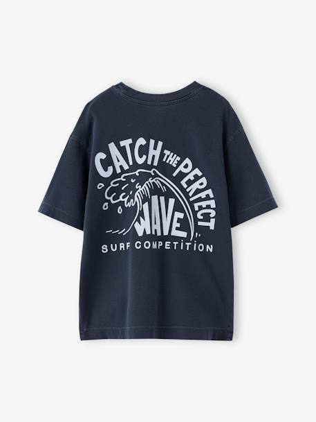 T-shirt garçon motif devant/dos effet délavé anthracite+vert d'eau - vertbaudet enfant 