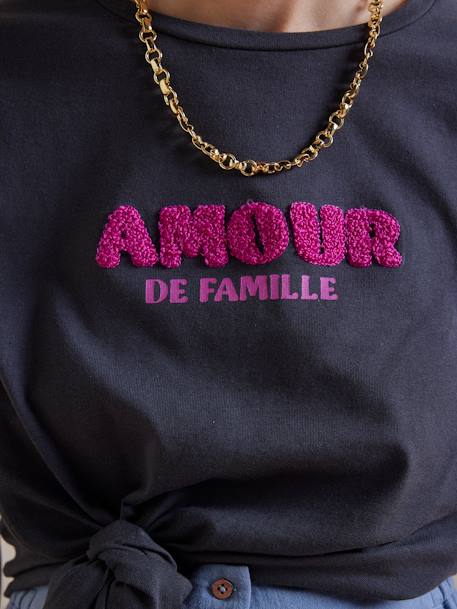 Tee-shirt grossesse et allaitement à message en coton bio GRIS FONCE UNI AVEC DECOR - vertbaudet enfant 