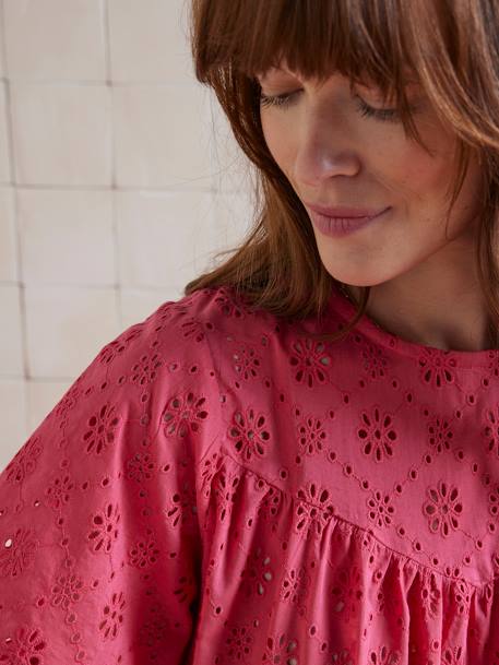 Blouse de grossesse broderie anglaise framboise - vertbaudet enfant 