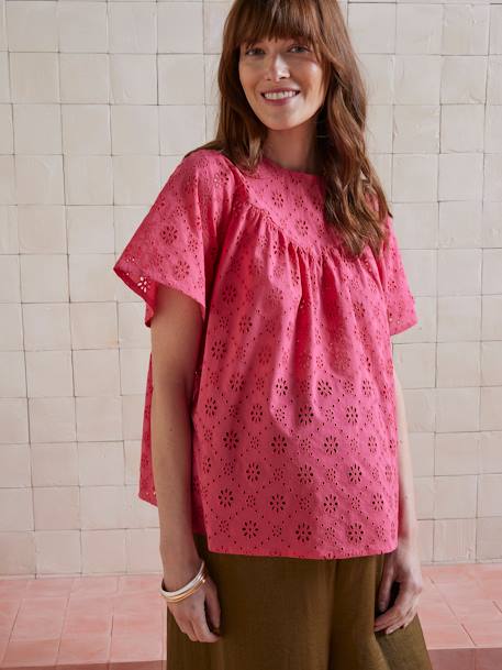 Blouse de grossesse broderie anglaise framboise - vertbaudet enfant 