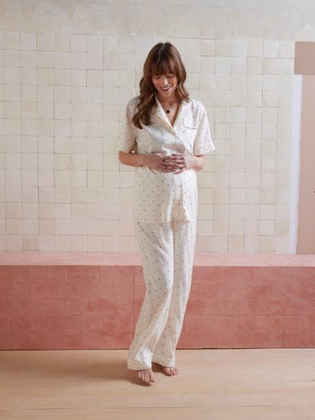 Ensemble 2 pièces pyjama imprimé coeurs Before and After écru - vertbaudet enfant 