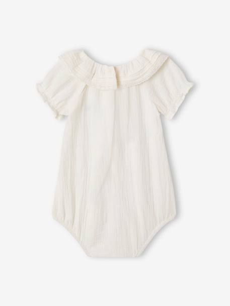 Romper voor pasgeborene met kraag met ruches ecru - vertbaudet enfant 