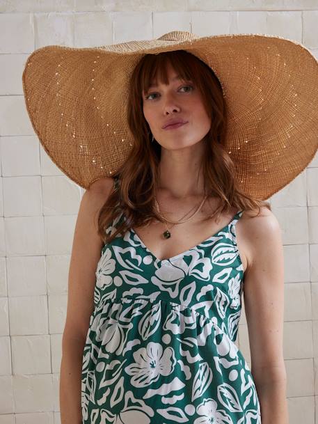 Lange soepele zwangerschapsjurk met fijne schouderbandjes dennen - vertbaudet enfant 