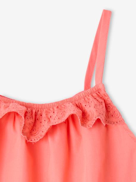 Pyjashort fille volant brodé corail - vertbaudet enfant 