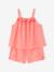 Pyjashort fille volant brodé corail - vertbaudet enfant 