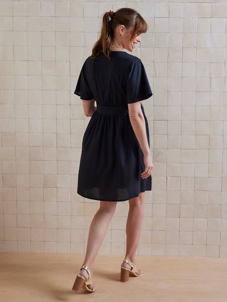 Robe courte fluide portefeuille unie grossesse et allaitement noir - vertbaudet enfant 