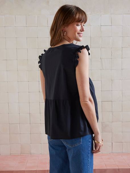 Blouse sans manches de grossesse voile de coton grenadine+noir - vertbaudet enfant 