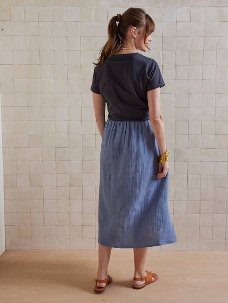 Tee-shirt grossesse et allaitement à message en coton bio GRIS FONCE UNI AVEC DECOR - vertbaudet enfant 