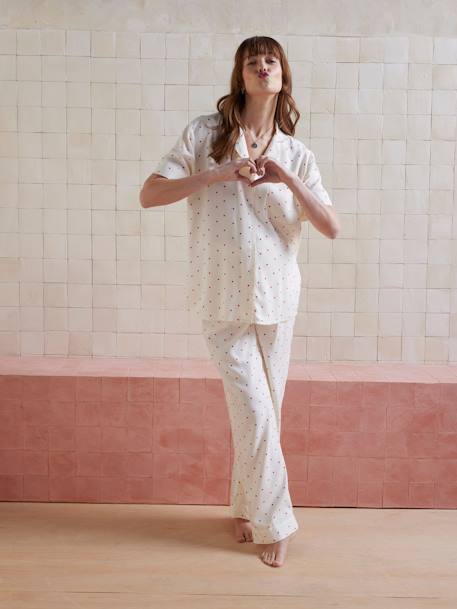 Ensemble 2 pièces pyjama imprimé coeurs Before and After écru - vertbaudet enfant 