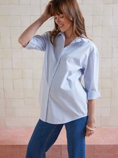 Zwangerschapskleding-Overhemd, tuniek-Popeline shirt voor zwangerschap en borstvoeding 