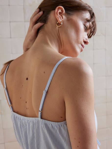Chemise de nuit fines bretelles de grossesse en seersucker rayé bleu pâle - vertbaudet enfant 