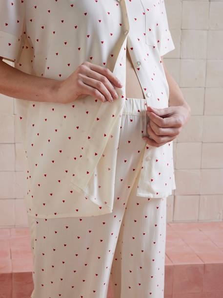 Ensemble 2 pièces pyjama imprimé coeurs Before and After écru - vertbaudet enfant 