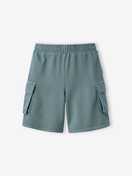 Bermuda van badstof voor jongens JONEN blauwgroen - vertbaudet enfant 