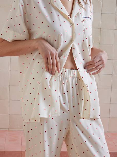 Ensemble 2 pièces pyjama imprimé coeurs Before and After écru - vertbaudet enfant 