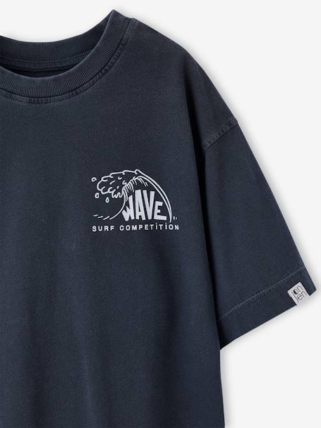 T-shirt garçon motif devant/dos effet délavé anthracite+vert d'eau - vertbaudet enfant 