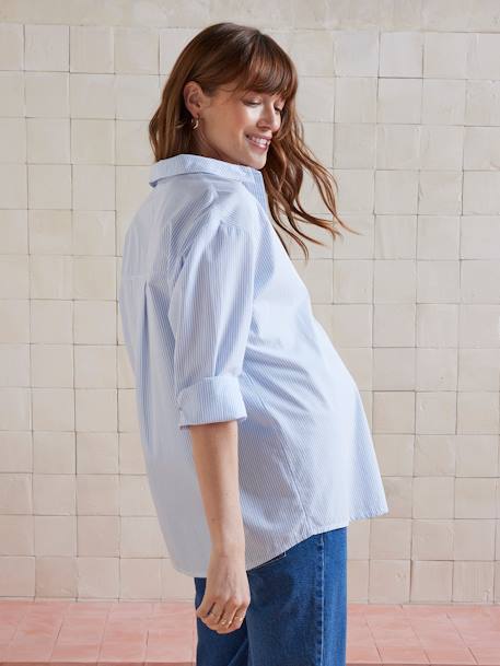 Chemise oversize rayée grossesse et allaitement bleu pâle - vertbaudet enfant 