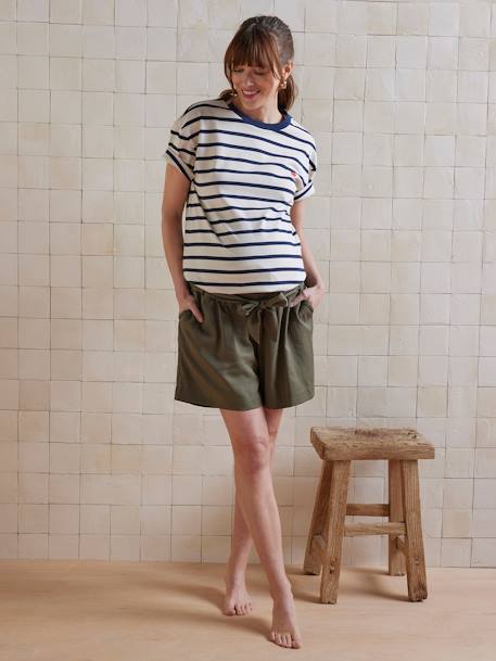 Zwangerschapsbroek met band van lyocell kaki - vertbaudet enfant 