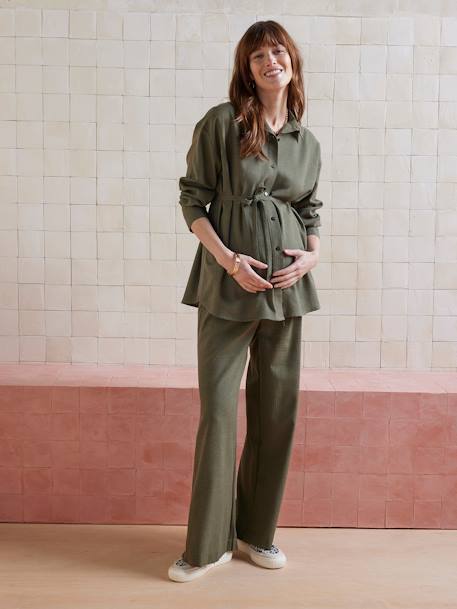 2-delige homewear set voor zwangerschap en borstvoeding olijf - vertbaudet enfant 