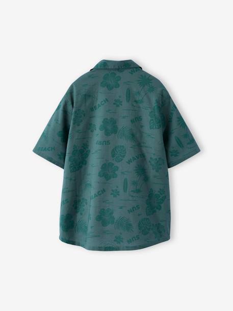 Chemise Hawaï en popeline garçon vert d'eau - vertbaudet enfant 