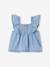 Blouse met korte, geruite mouwen voor baby's in licht denim gebleekt denim - vertbaudet enfant 