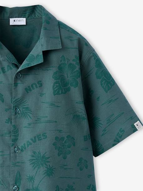 Hawaï jongenshemd van popeline blauwgroen - vertbaudet enfant 