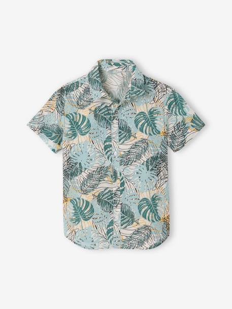 Chemise manches courtes garçon vert imprimé - vertbaudet enfant 