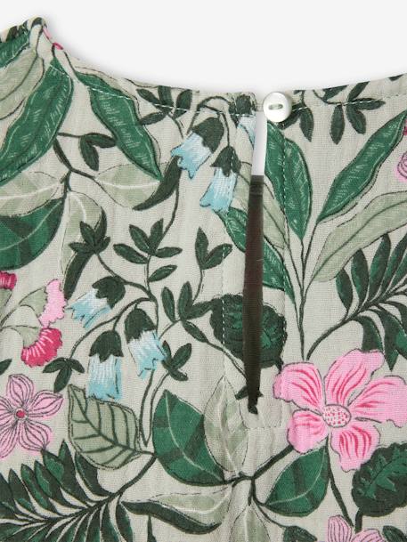 Blouse plastron en gaze imprimée fille vert sauge - vertbaudet enfant 