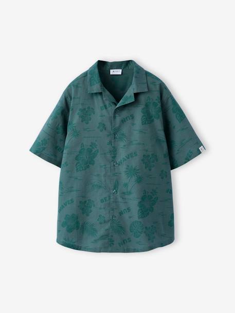 Chemise Hawaï en popeline garçon vert d'eau - vertbaudet enfant 