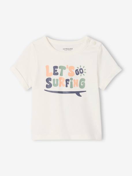 T-shirt met print + korte broek voor baby indigoblauw+karamel - vertbaudet enfant 