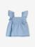 Blouse met korte, geruite mouwen voor baby's in licht denim gebleekt denim - vertbaudet enfant 