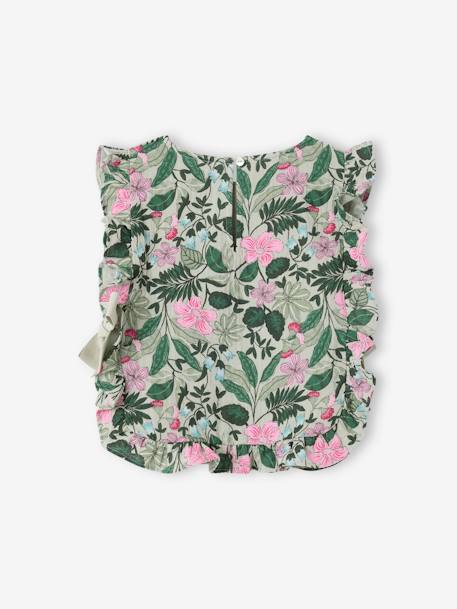 Gebreide blouse met print voor meisjes saliegroen - vertbaudet enfant 