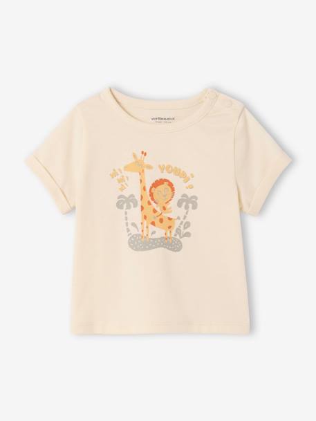 T-shirt met print + korte broek voor baby indigoblauw+karamel - vertbaudet enfant 