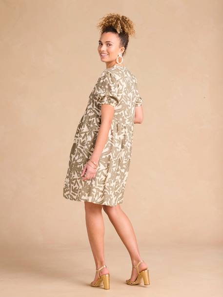 Robe courte de grossesse motifs fleurs kaki - vertbaudet enfant 