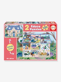 Jouet-Jeux éducatifs-Puzzles-Puzzle 2 x 100 pièces int/ext maison