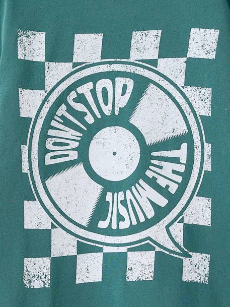 T-shirt garçon motif devant/dos effet délavé anthracite+vert d'eau - vertbaudet enfant 