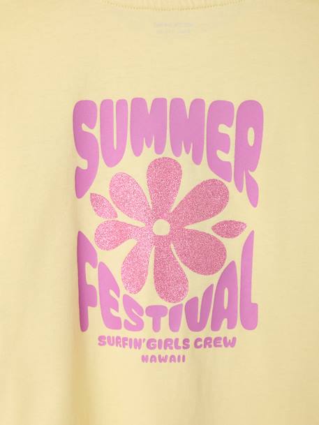 T-shirt 'summer' motif fleur glitter fille jaune pâle - vertbaudet enfant 