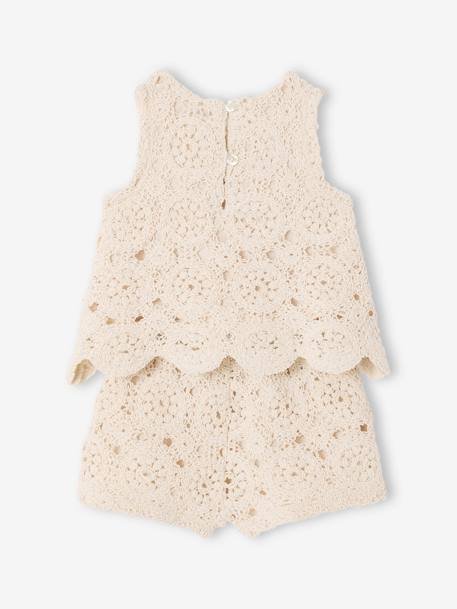 Baby set top + short in macramé vanille - vertbaudet enfant 