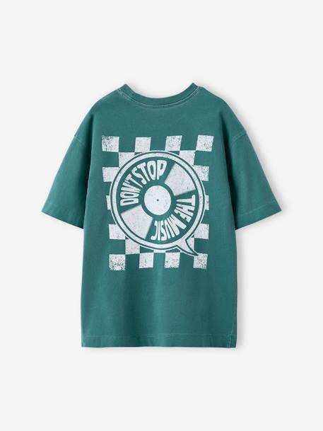 T-shirt garçon motif devant/dos effet délavé anthracite+vert d'eau - vertbaudet enfant 