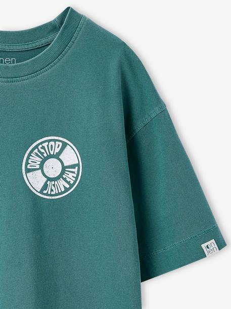 T-shirt garçon motif devant/dos effet délavé anthracite+vert d'eau - vertbaudet enfant 