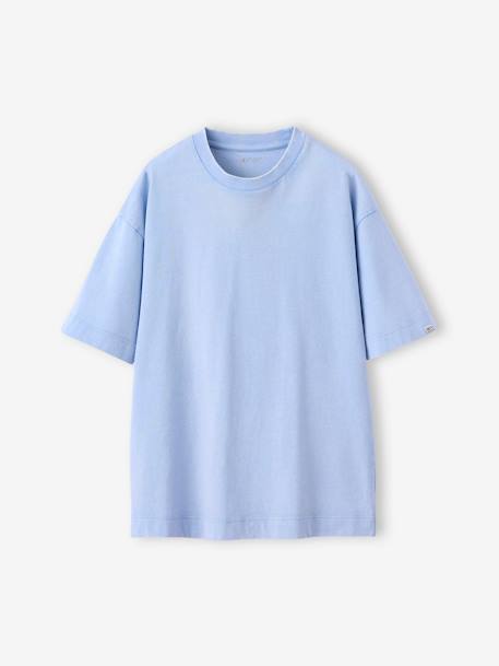 Set van 2 effen t-shirts met een gewassen effect JONEN hemelsblauw - vertbaudet enfant 